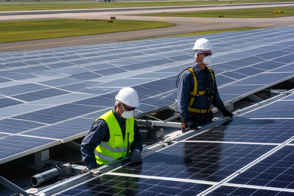 Energia solar em aeroportos exige segurança máxima e logística rigorosa