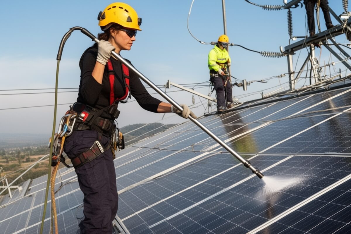 Mulher morre após choque elétrico durante limpeza de painéis solares